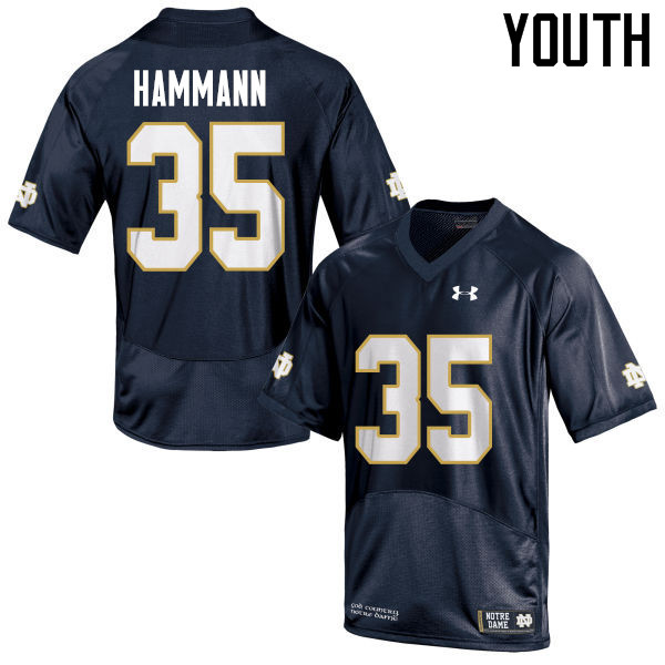Youth #35 Grant Hammann Notre Dame Fighting Irish College Football Jerseys-Navy Blue